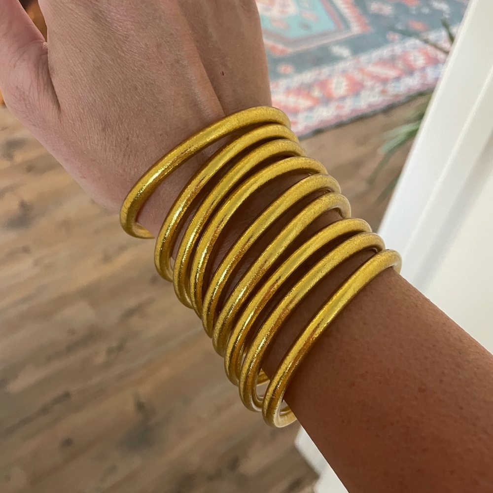 Set of 9 BuDhaGirl Gold All Weather Bangles